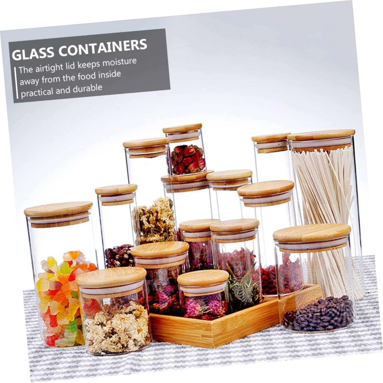 2 Set Sealed Glass Jar Storage Food Canisters for Tea Cereals