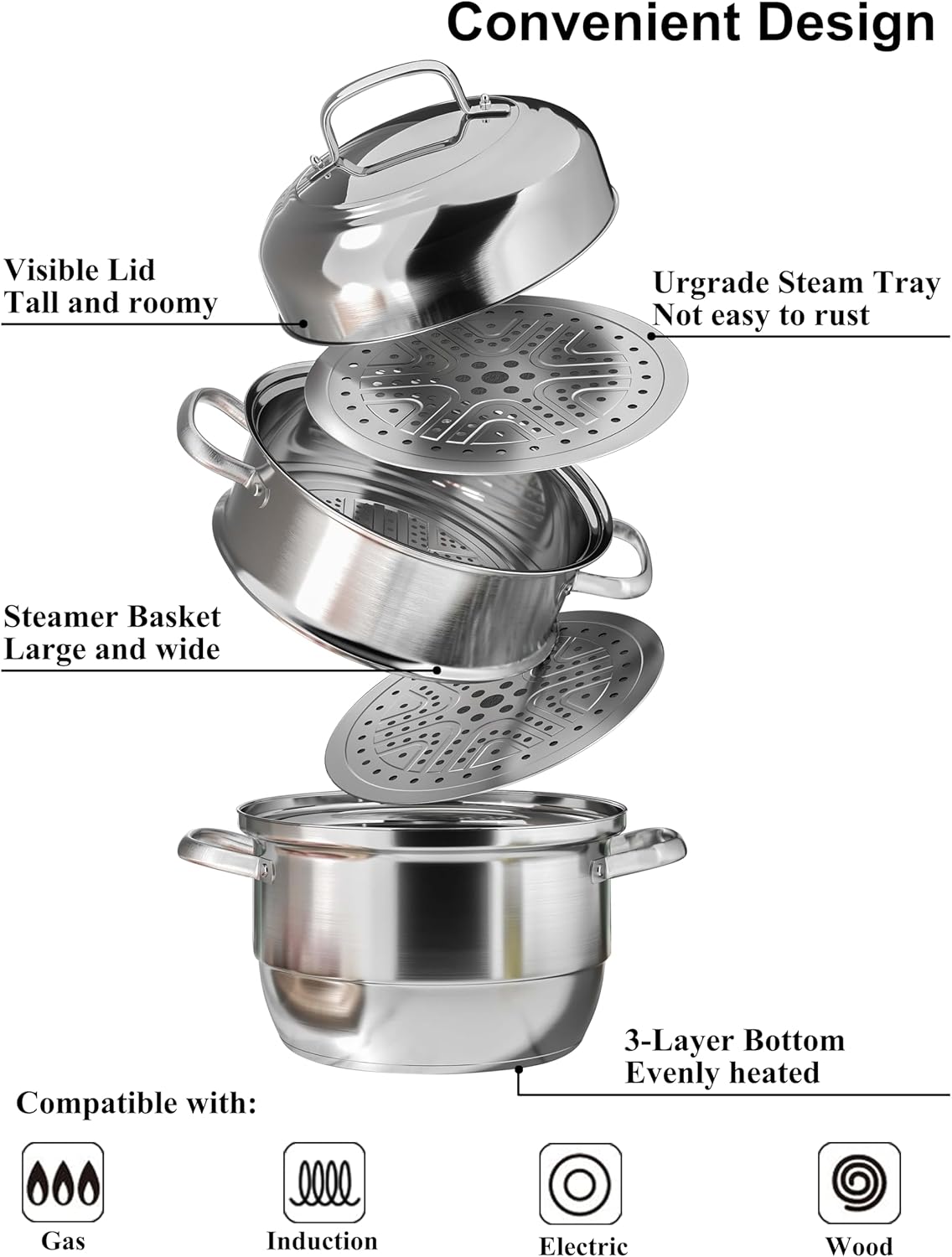 VENTION Large Induction Steamer Pot