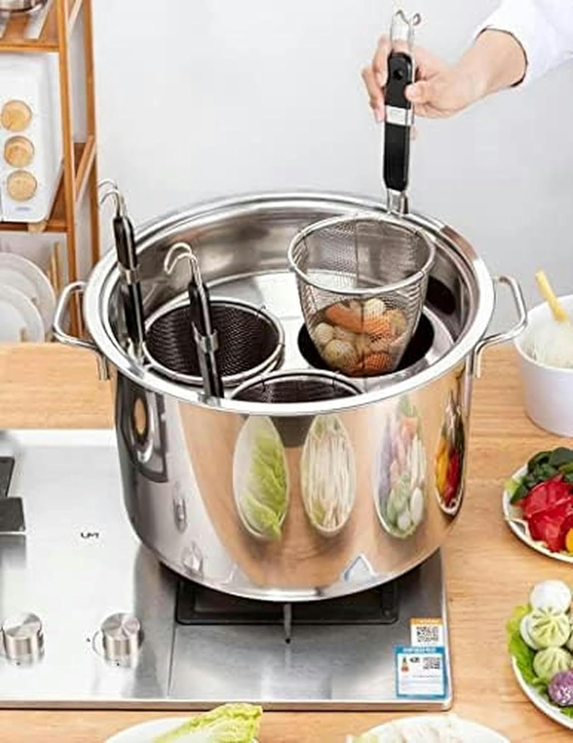 BINGWANG Stainless Steel Pasta Cooker Set 3-Piece Silver