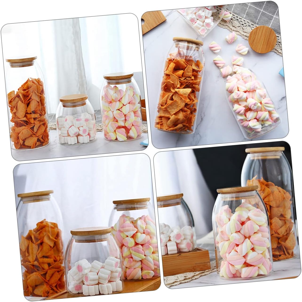 BESTOYARD 2 Pcs Glass Jar Clear Container with Airtight Lid