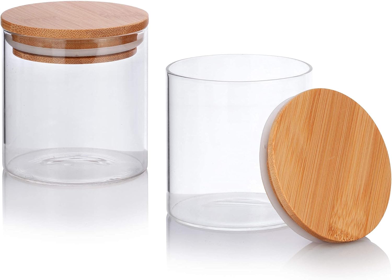 2 Pack 8 oz Borosilicate Glass Jars with Bamboo Sealed Lids