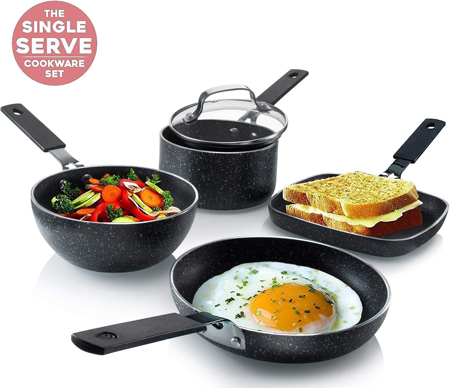 Granitestone Original Stackmaster 5-Piece Cookware Set - Safe Non-Stick Stackable PFOA-Free