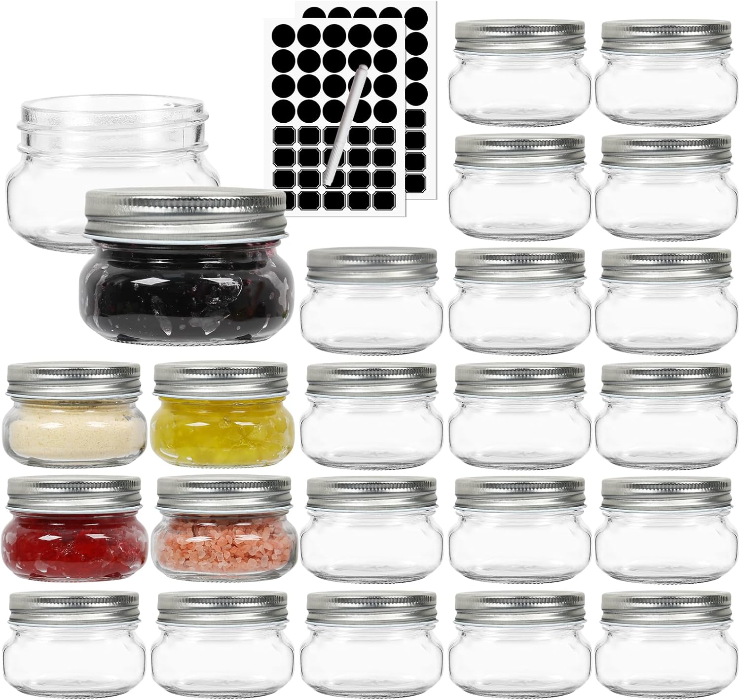 STARSIDE 4 oz Glass Mason Jars 24 Pack with Lids
