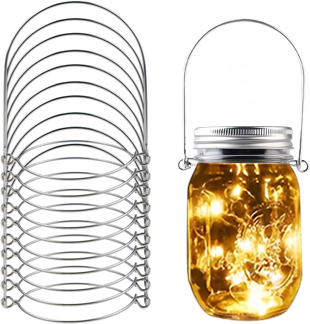 Stainless Steel Mason Jar Wire Hangers 10Pcs Perfect Fit for 70mm Jars