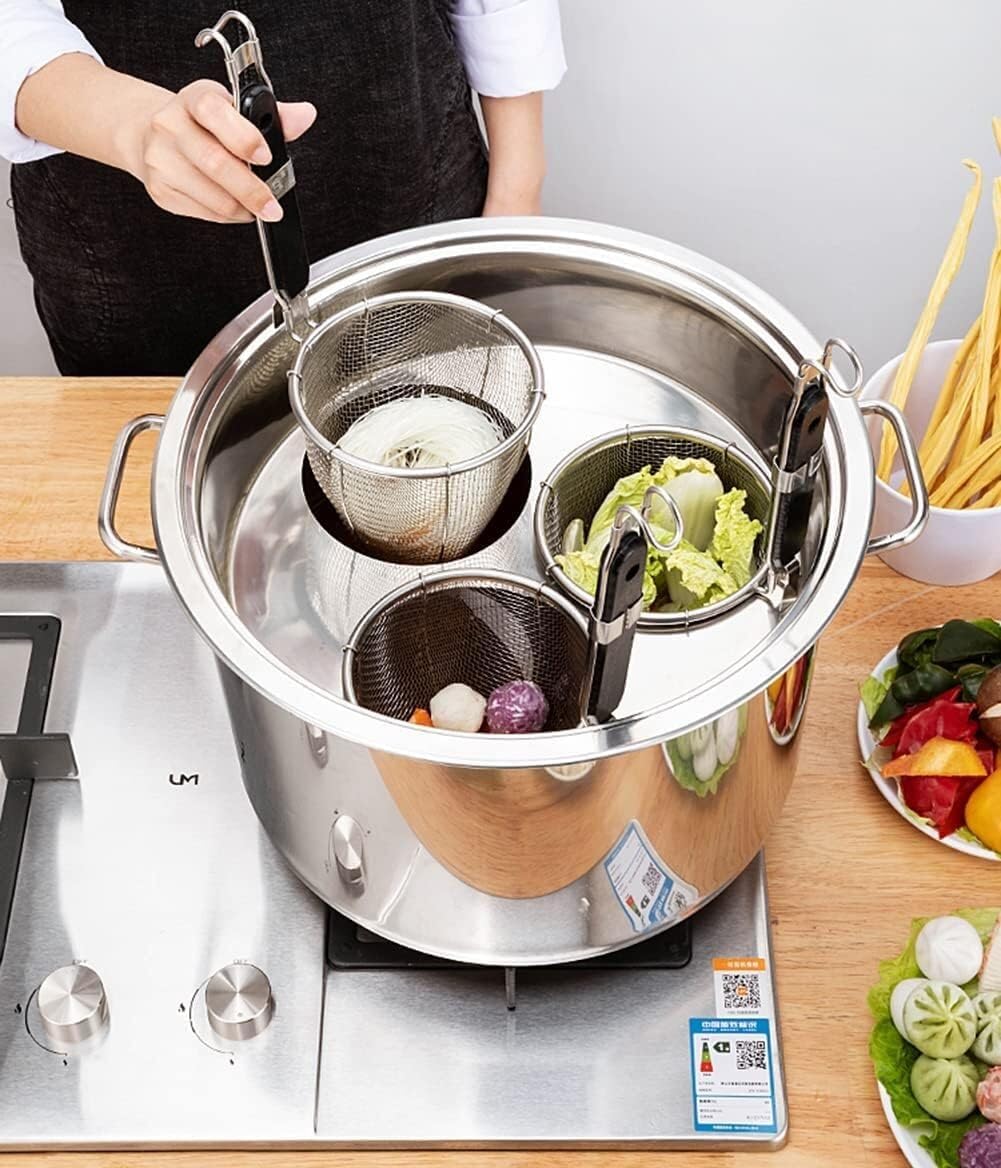 Stainless Steel Pasta Pot with 5 Strainer Baskets
