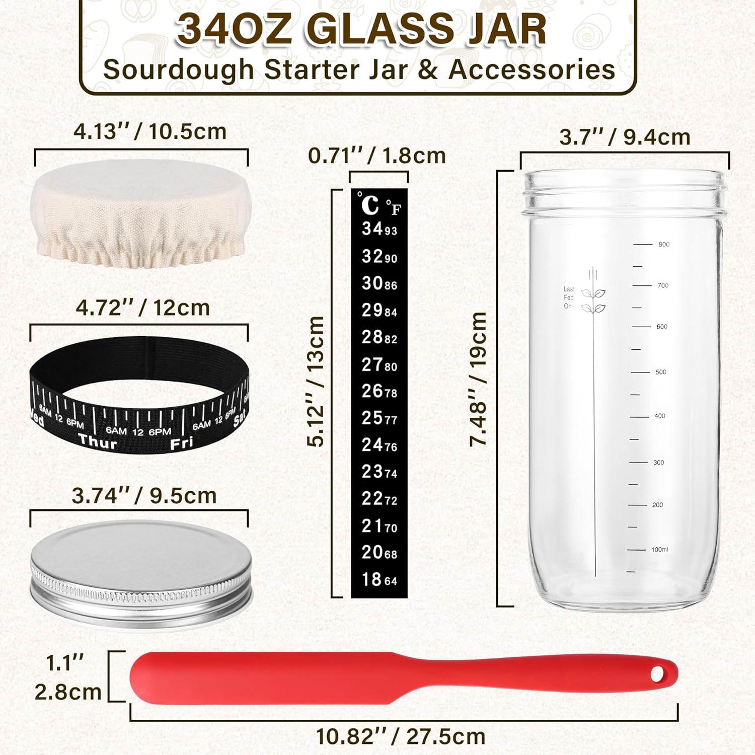 2-Pack Sourdough Glass Jars with Essential Tools for Perfect Bread Baking