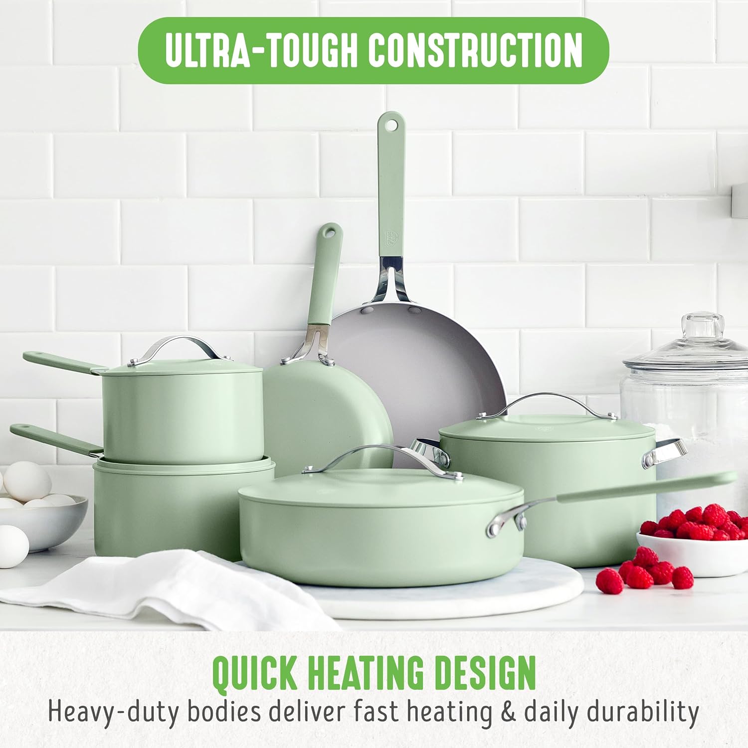 GreenLife Dream 10-Piece Ceramic Cookware Set with Eco-Friendly Features