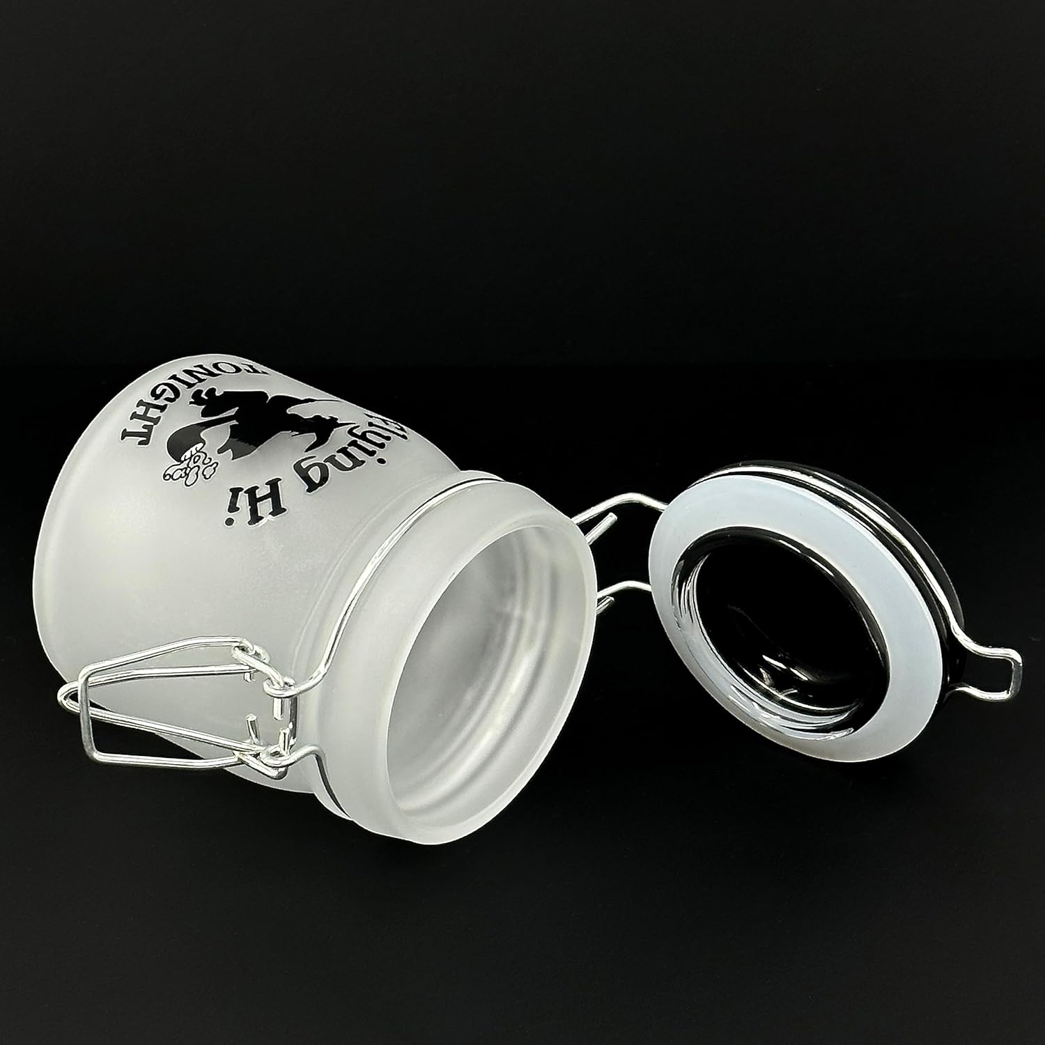 Safe Steel-Hinged Glass Jar with Frosted Lid for Airtight Storage