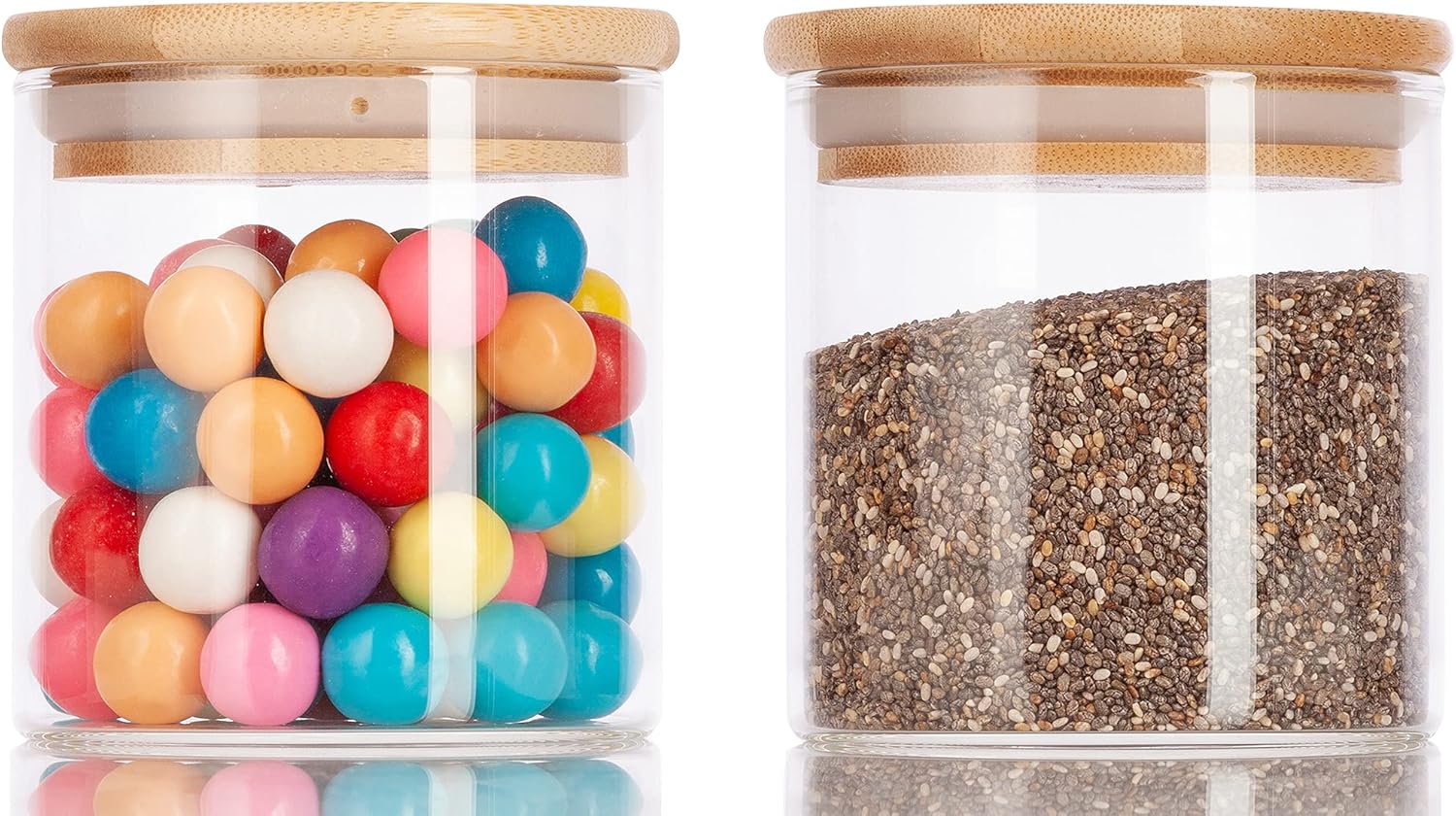 2 Pack 8 oz Borosilicate Glass Jars with Bamboo Sealed Lids