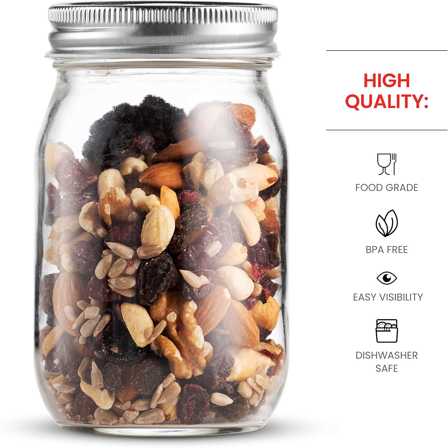 Versatile Crystal-Cl ear Glass Mason Jars Set of 10