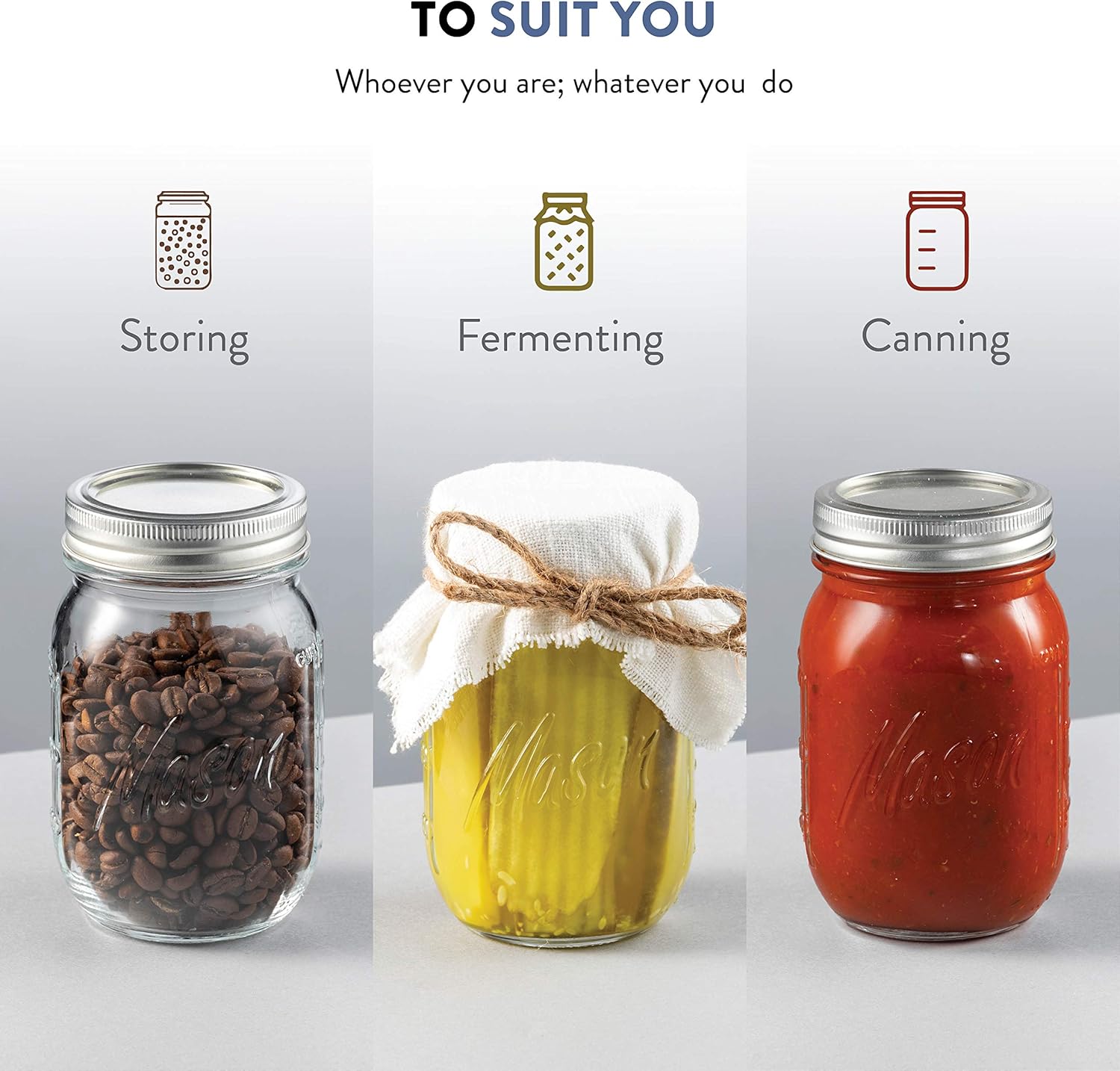 10-Piece Mason Jars for Pickling Canning