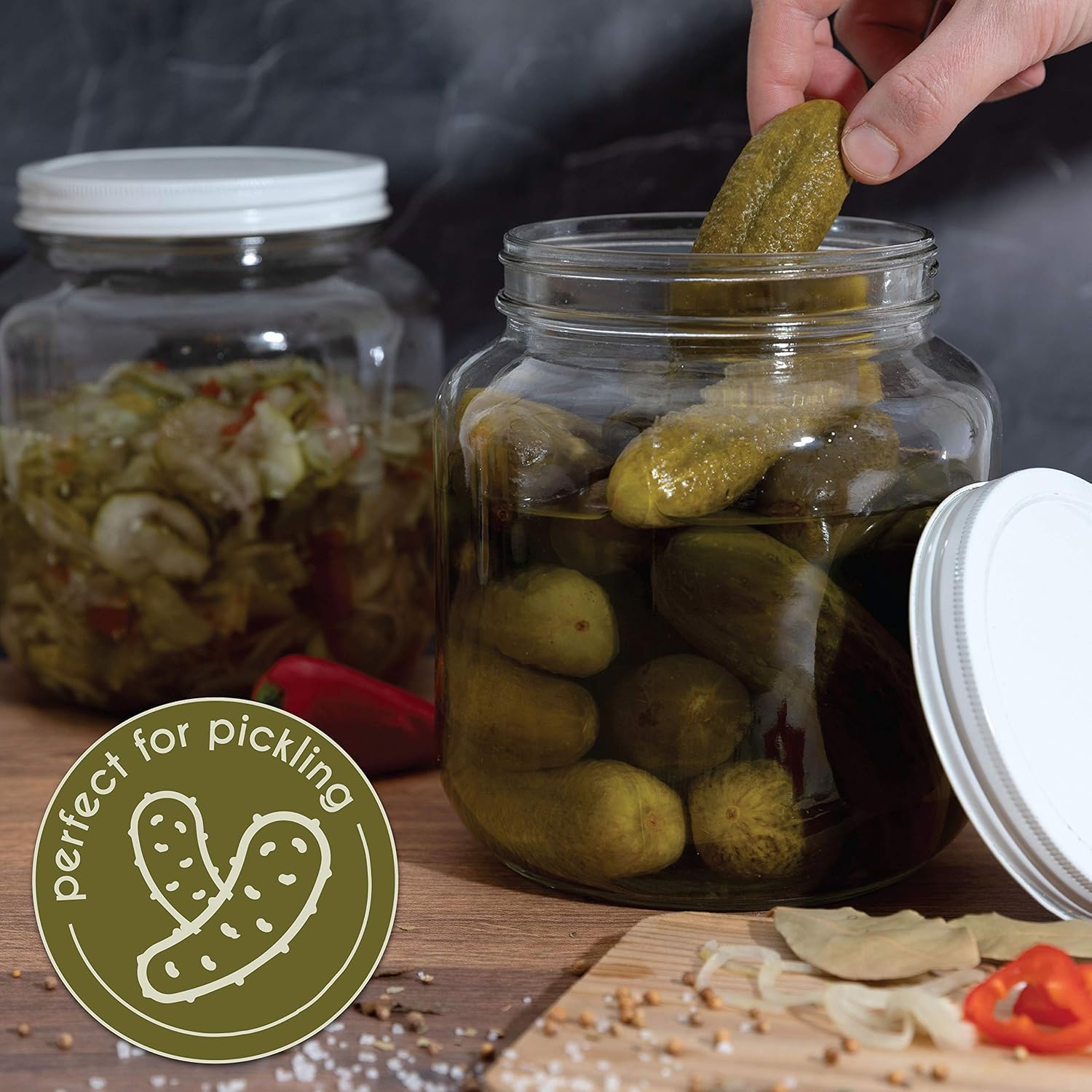 Half Gallon Glass Mason Jar Wide Mouth BPA-Free Dishwasher Safe
