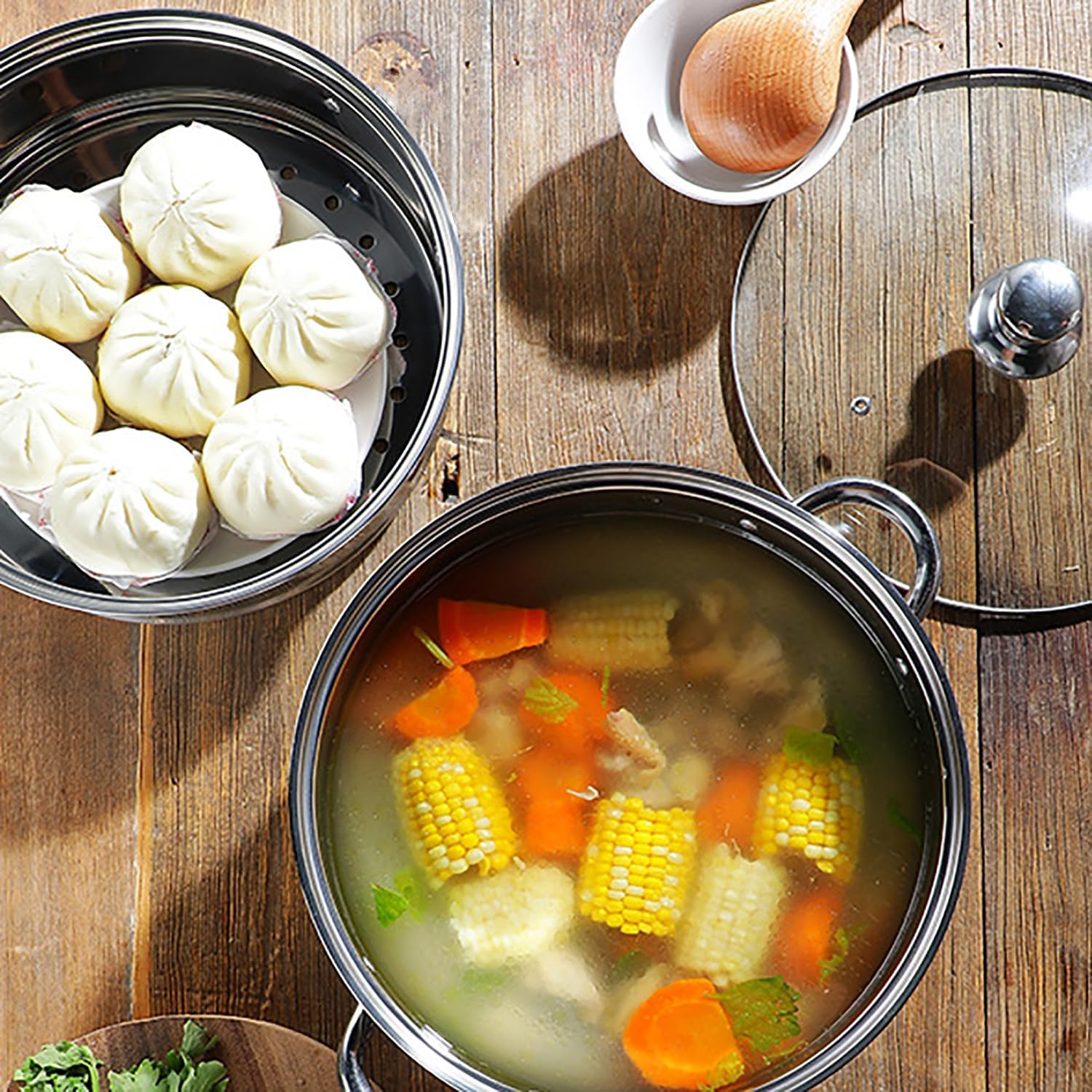 cooker for steam 28cm Steamer pot with glass lid