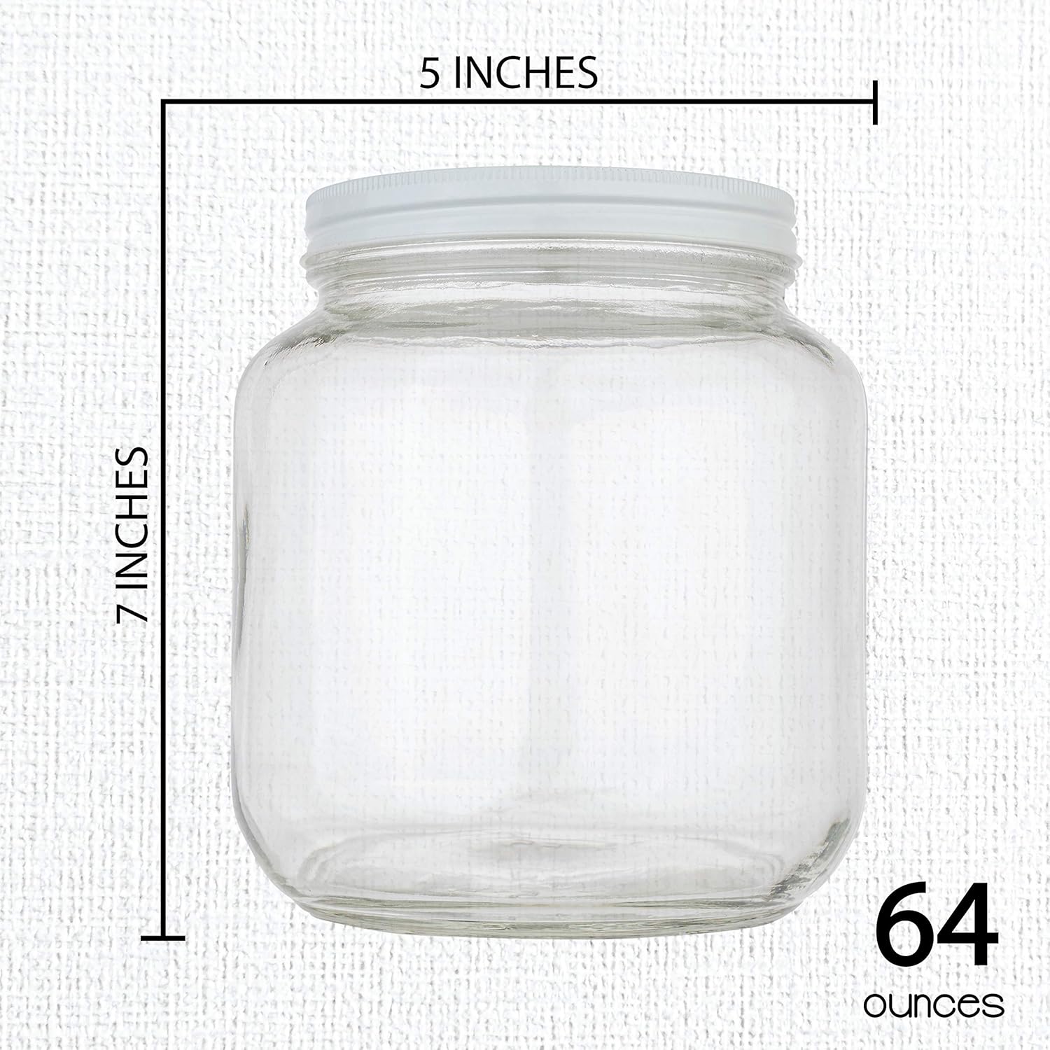 Half Gallon Glass Mason Jar Wide Mouth BPA-Free Dishwasher Safe