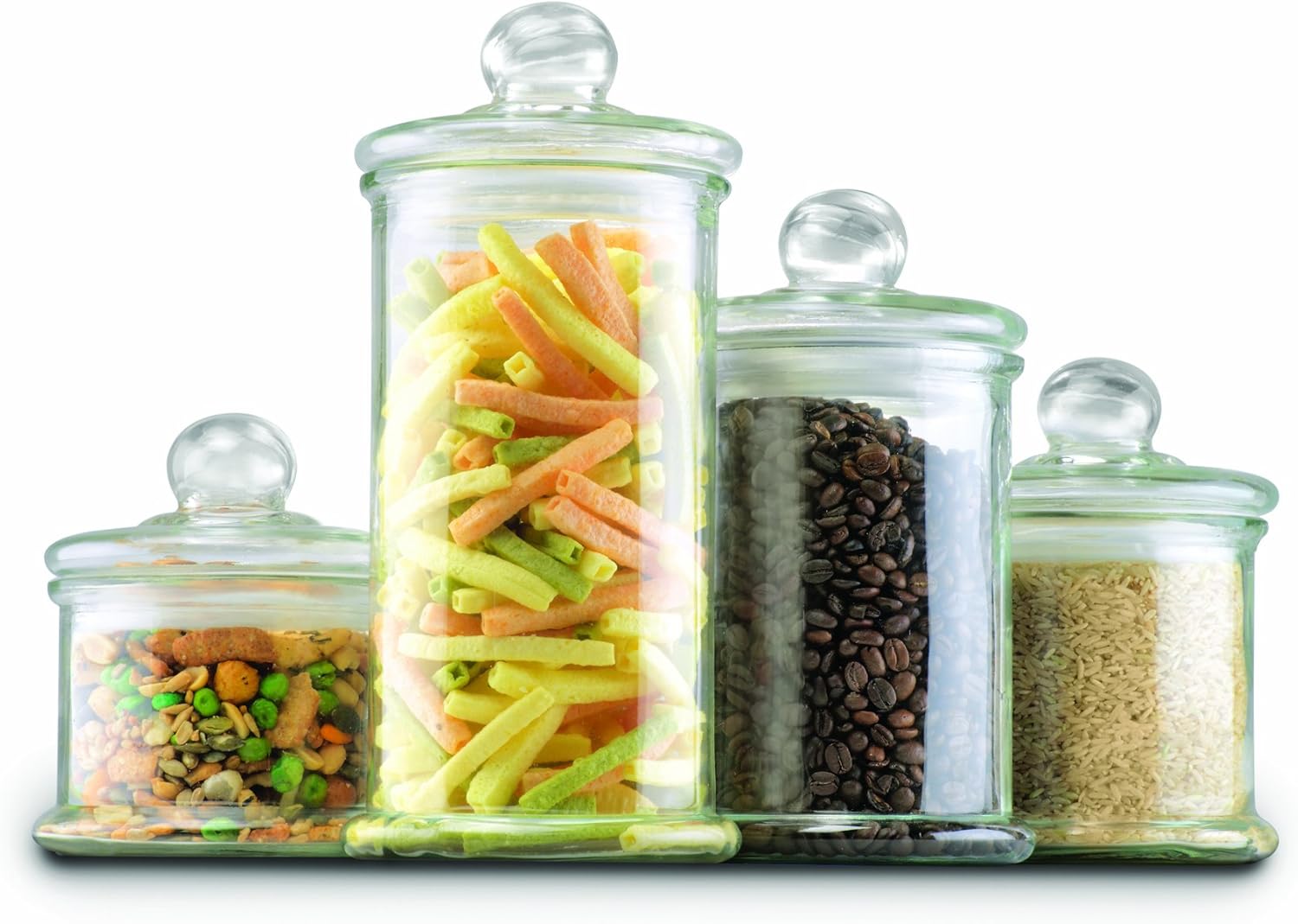 Anchor Hocking 4-Piece Apothecary Jar Set with Glass Lids