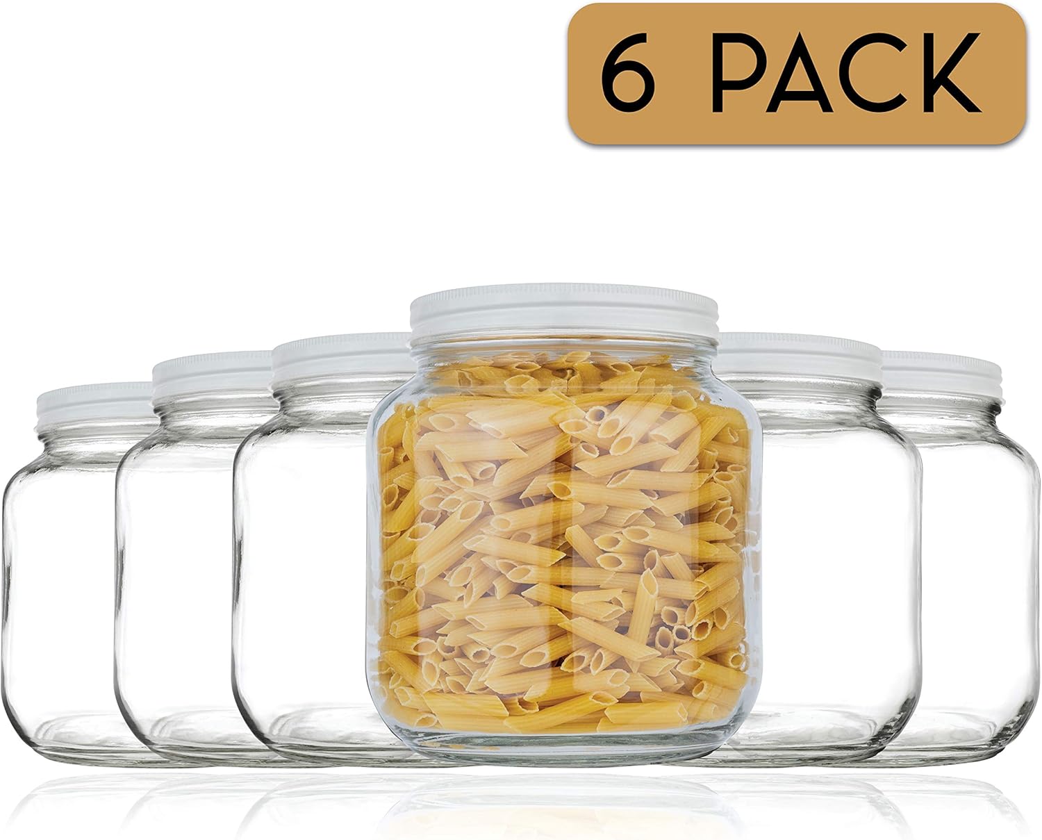 Half Gallon Glass Mason Jar Wide Mouth BPA-Free Dishwasher Safe