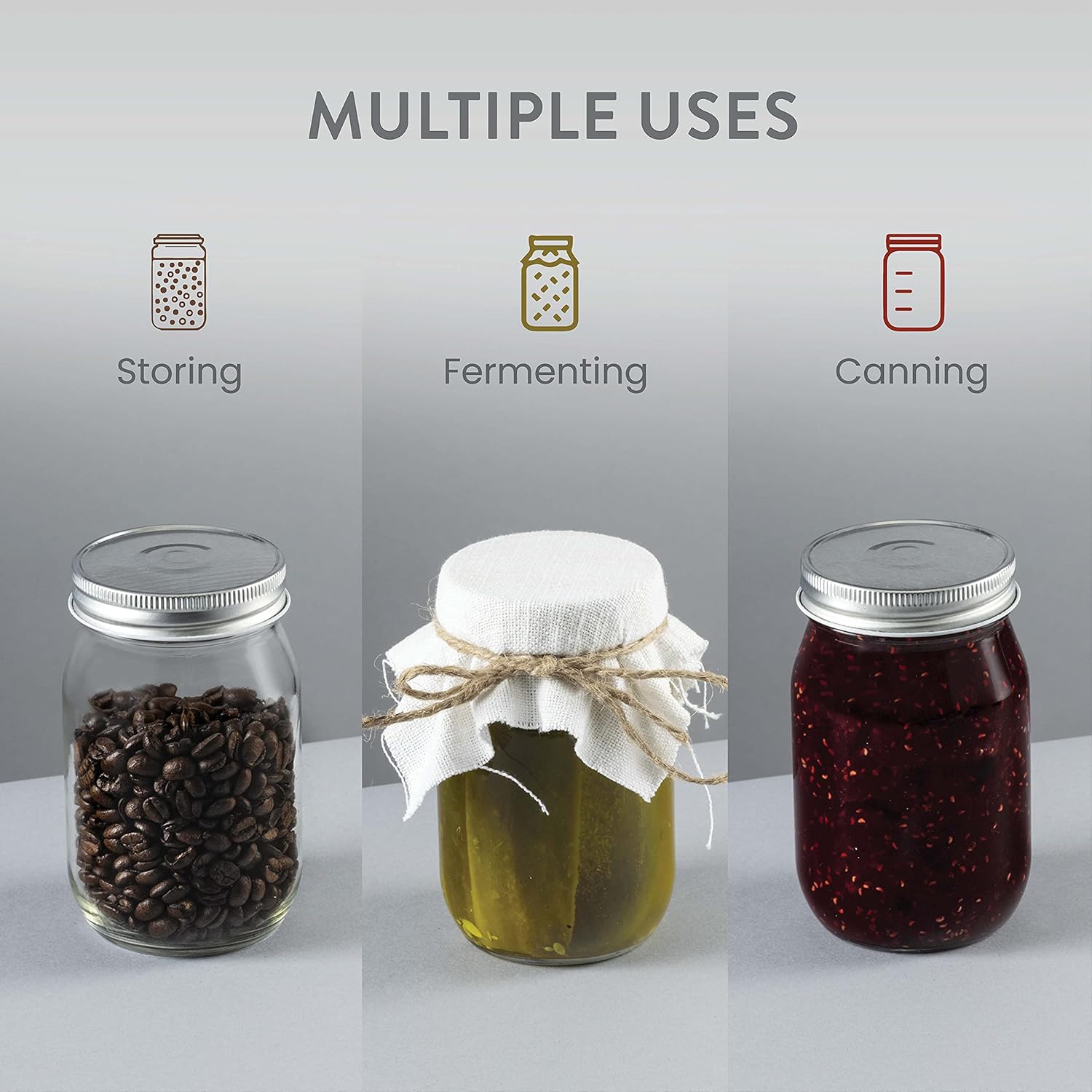 Versatile Crystal-Cl ear Glass Mason Jars Set of 10