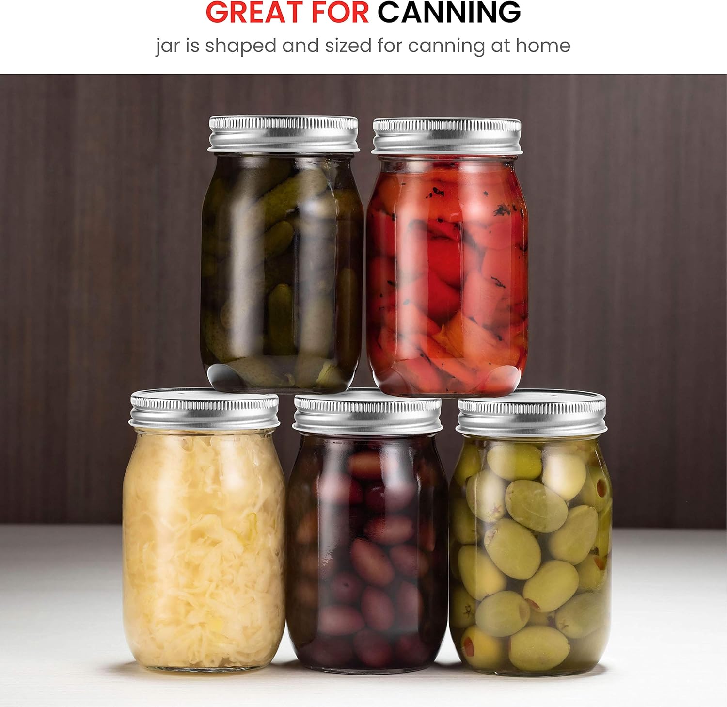 Versatile Crystal-Cl ear Glass Mason Jars Set of 10