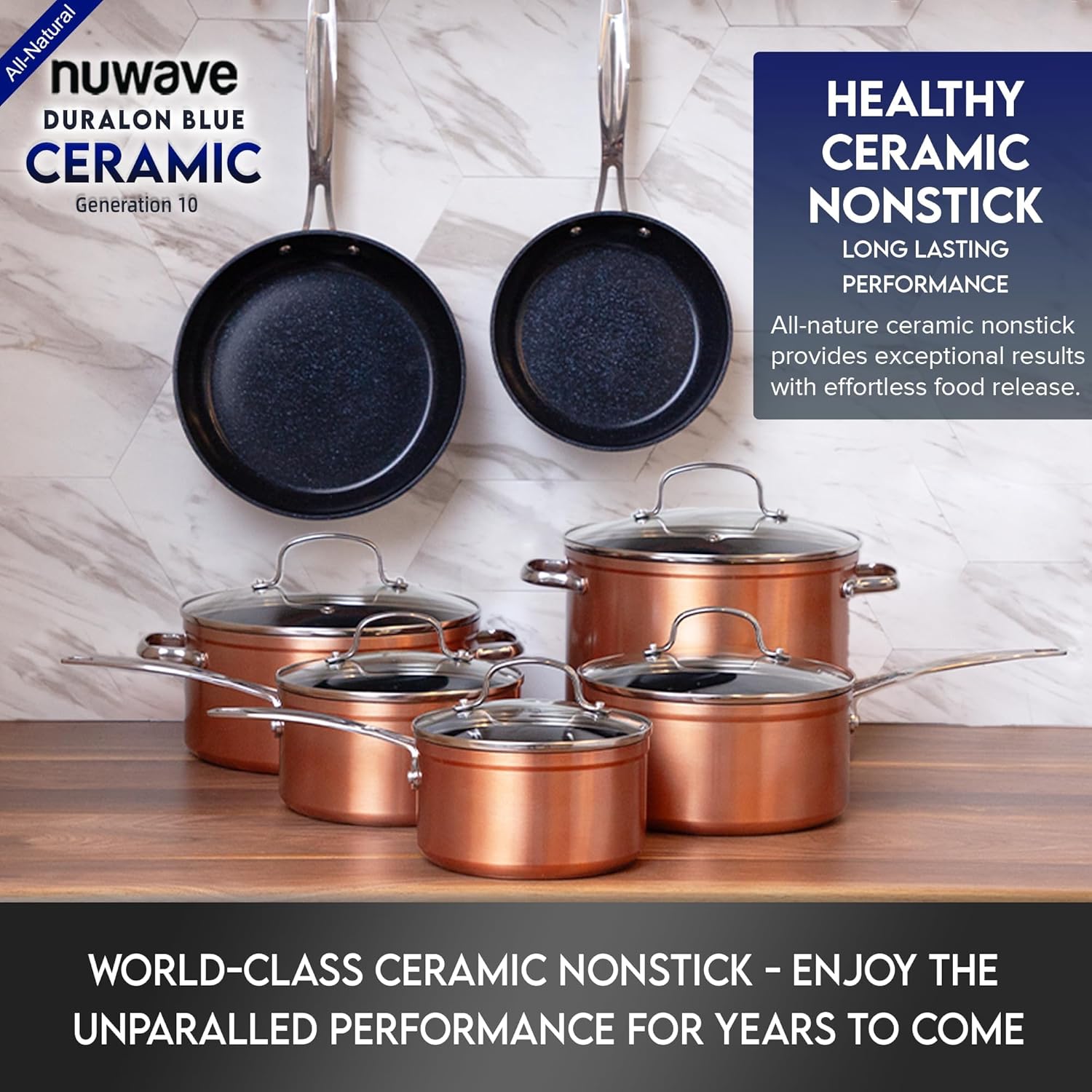 Non-Stick Ceramic Cookware Set with Shatter-Proof Lids