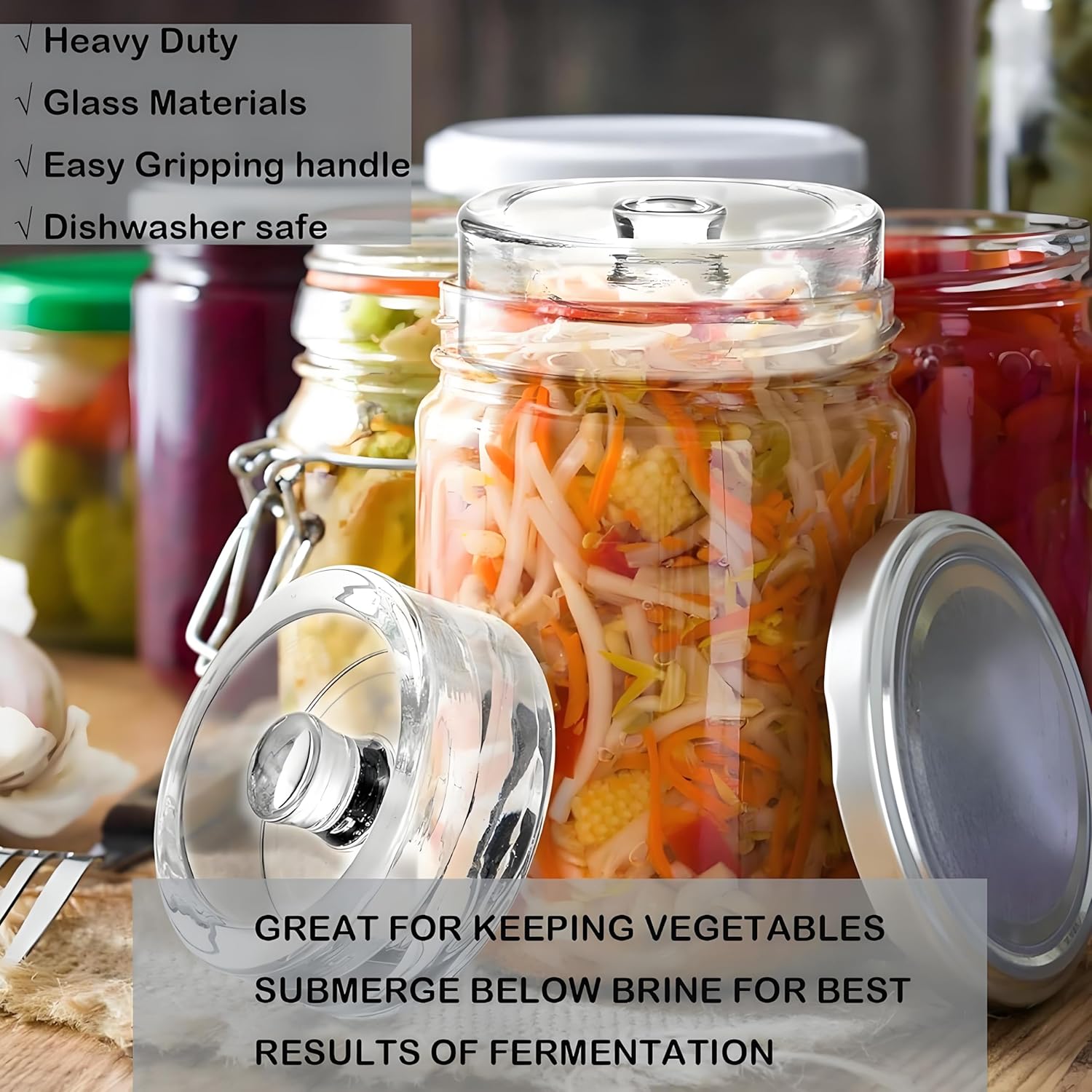 Perfectly Gribbed Fermenting Weights for Mason Jars