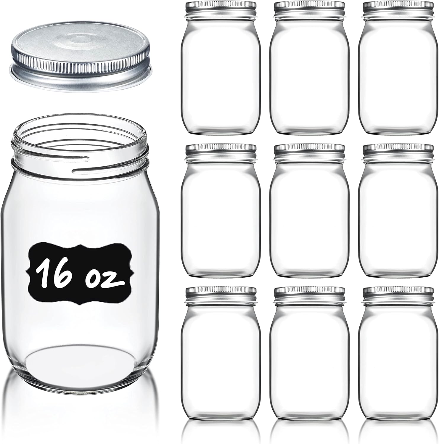 Versatile Crystal-Cl ear Glass Mason Jars Set of 10