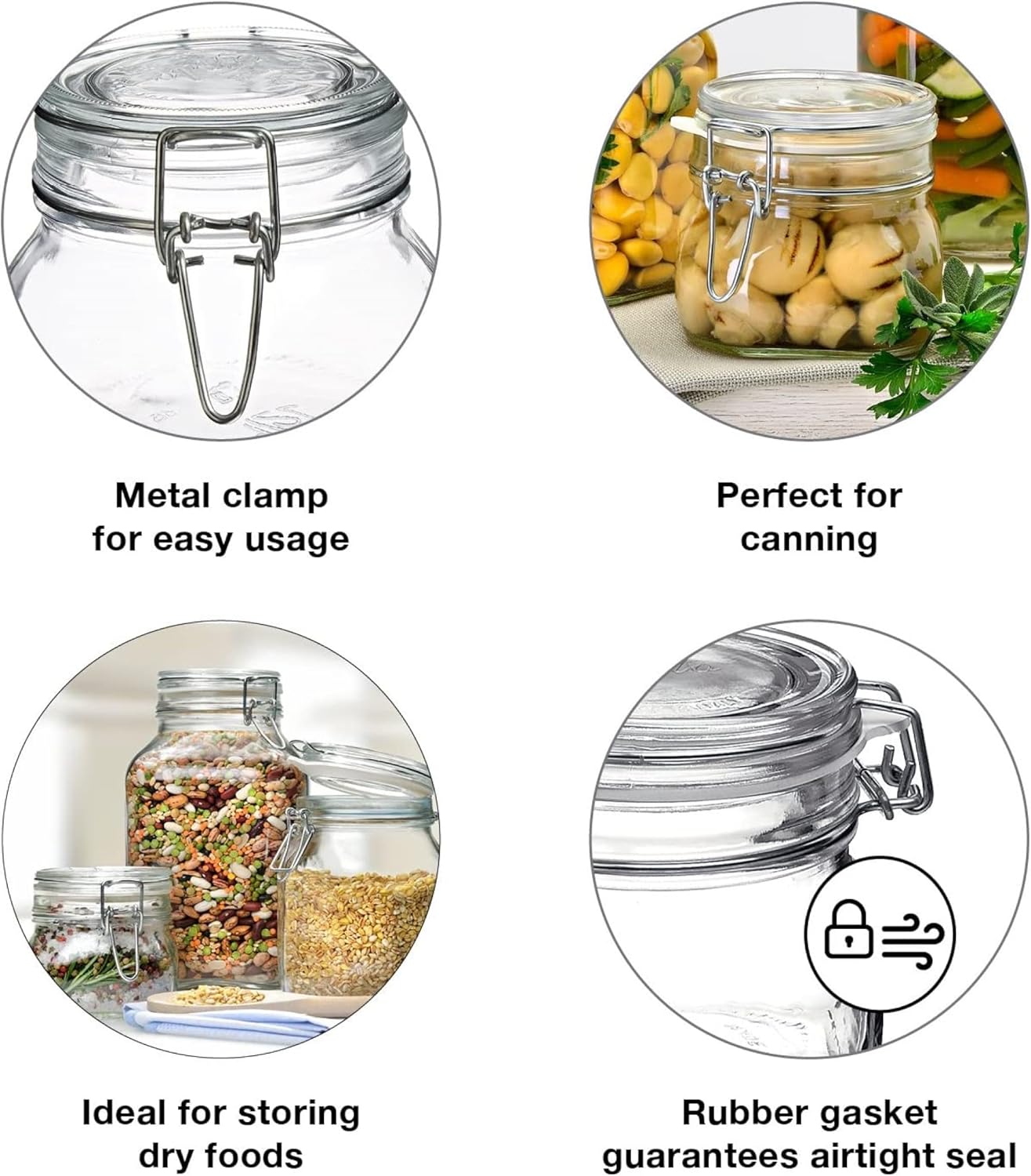 Italian Glass Jar for Preserves and Jams Airtight Design