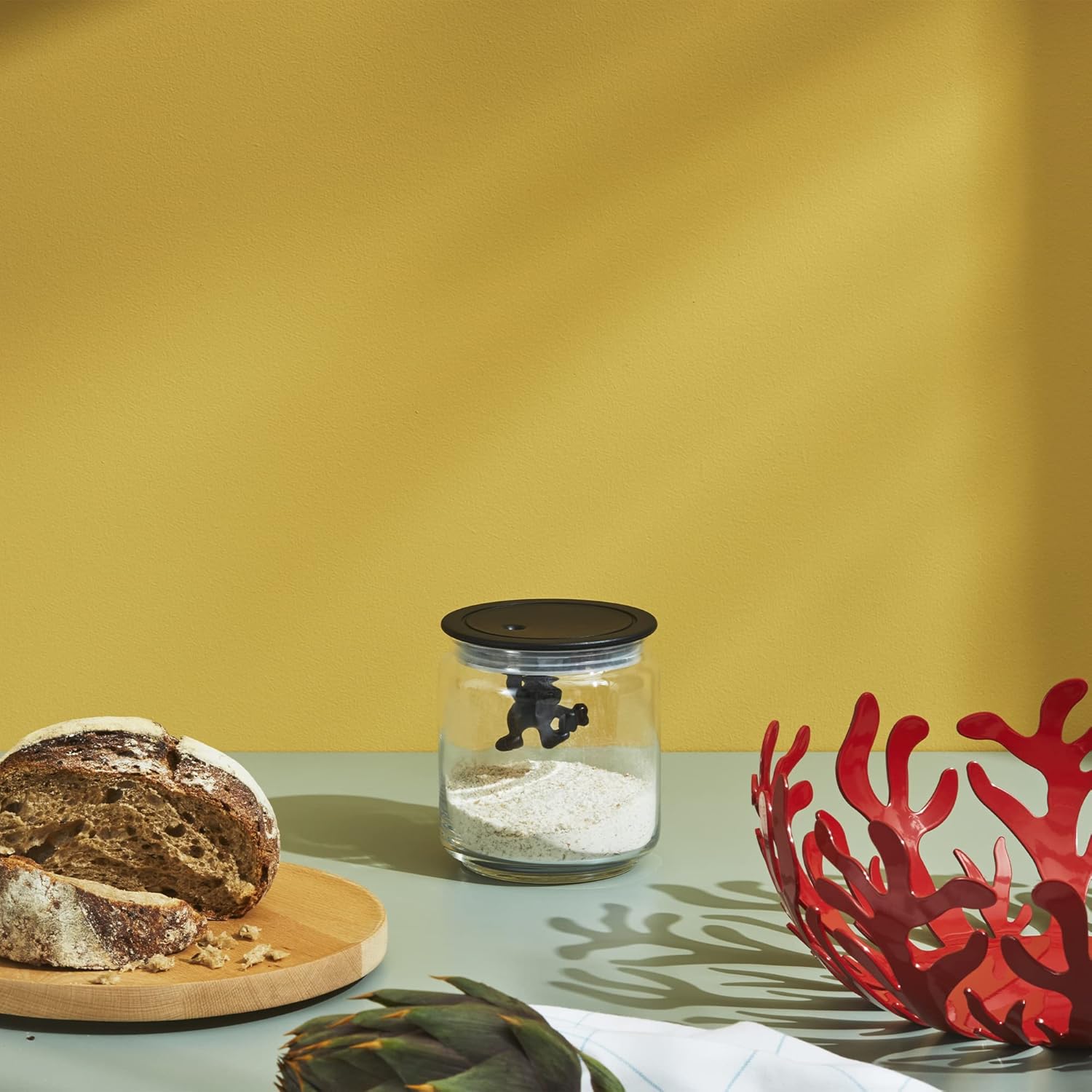 Alessi 3-Cup Glass Jar Blue -