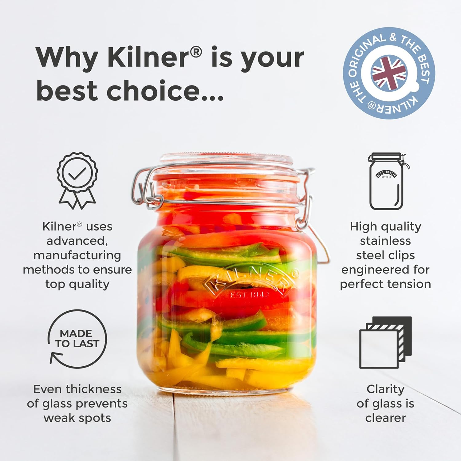 Kilner Square Clip Top Jar 3L