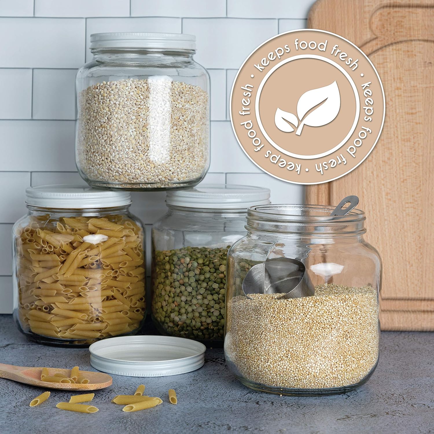 Half Gallon Glass Mason Jar Wide Mouth BPA-Free Dishwasher Safe