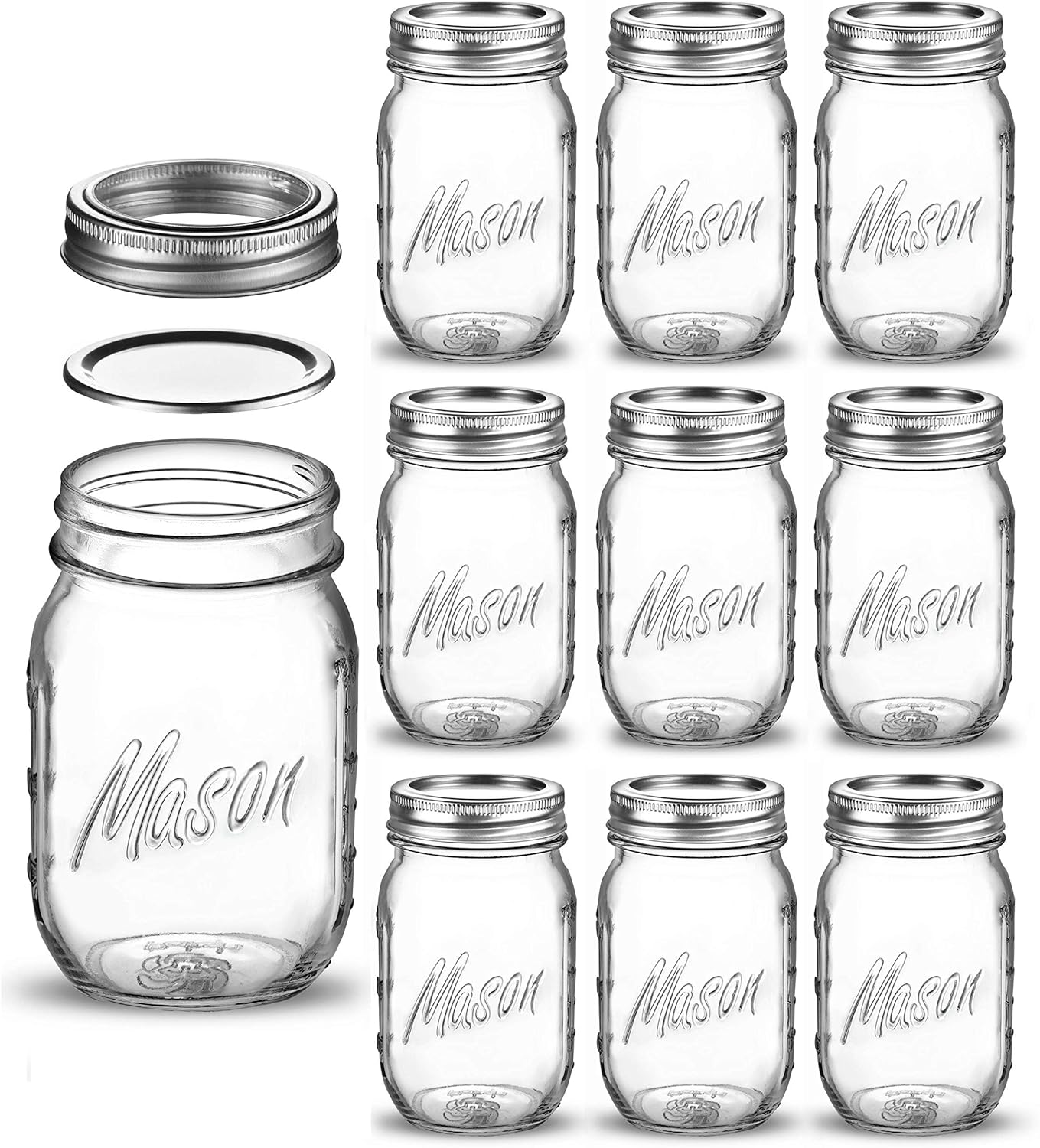 10-Piece Mason Jars for Pickling Canning
