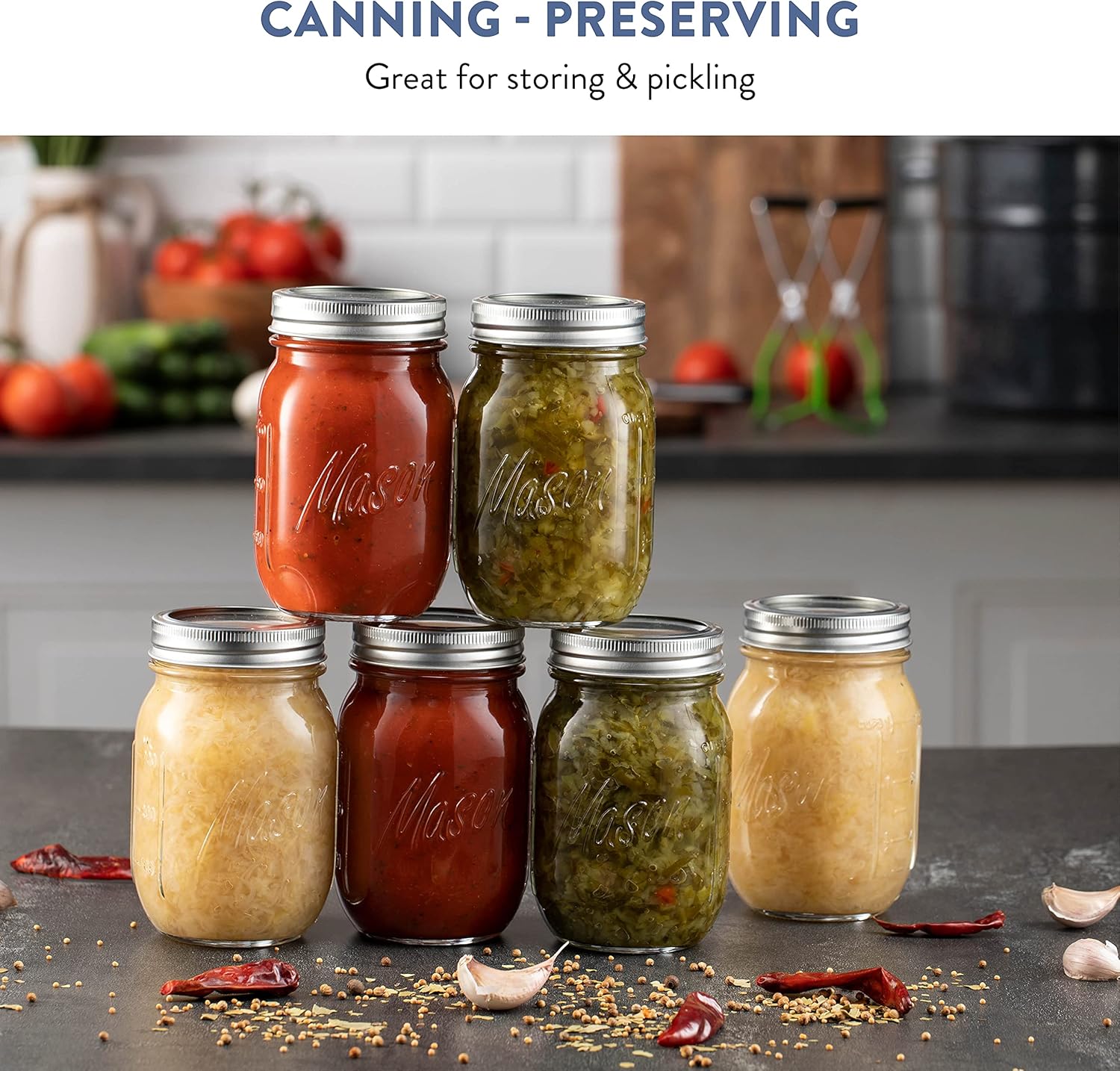 10-Piece Mason Jars for Pickling Canning